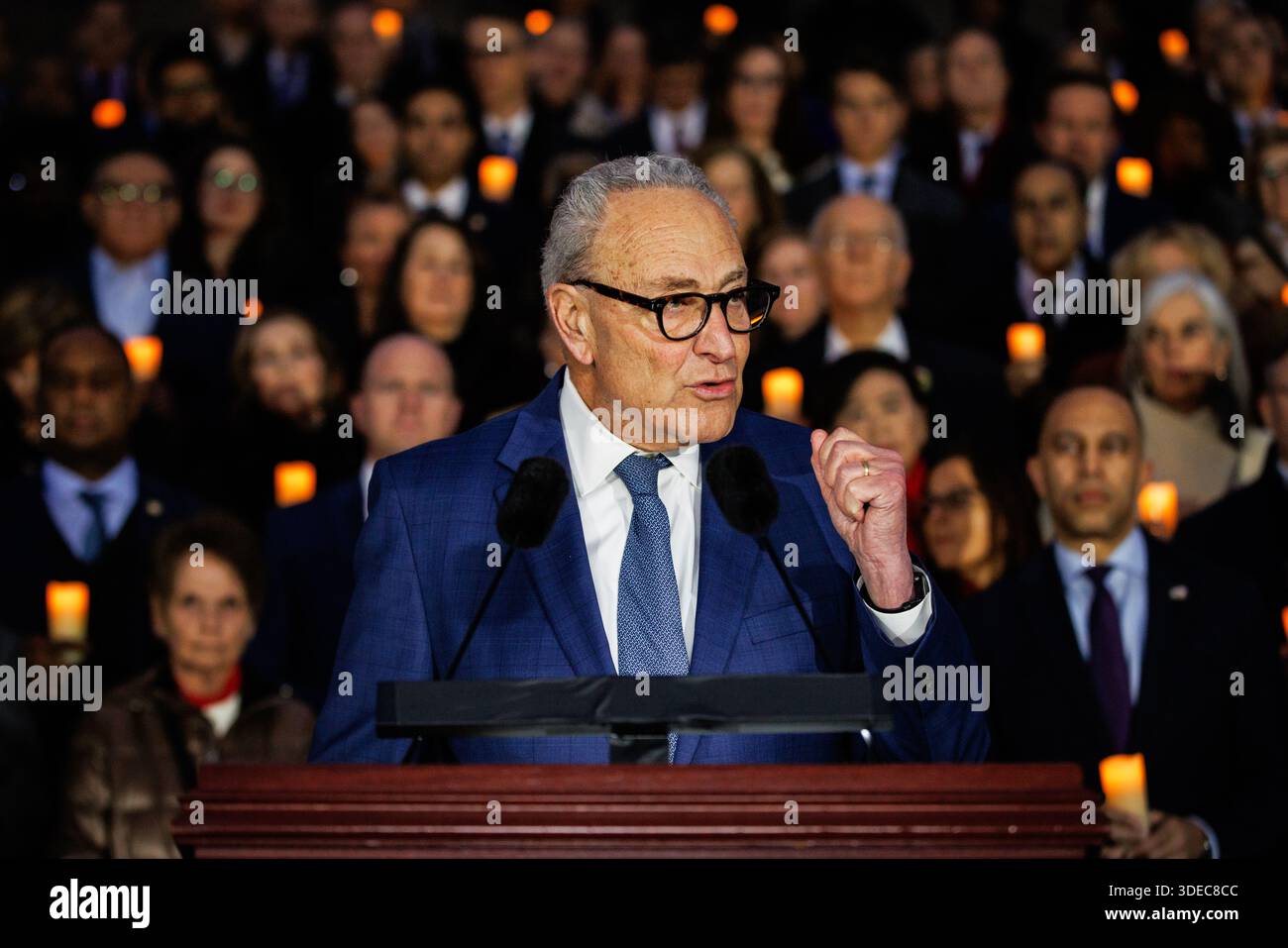 Shumer Congressman Senate Minority Leader Chuck Schumer (D-NY) speaks during a candlelight ...