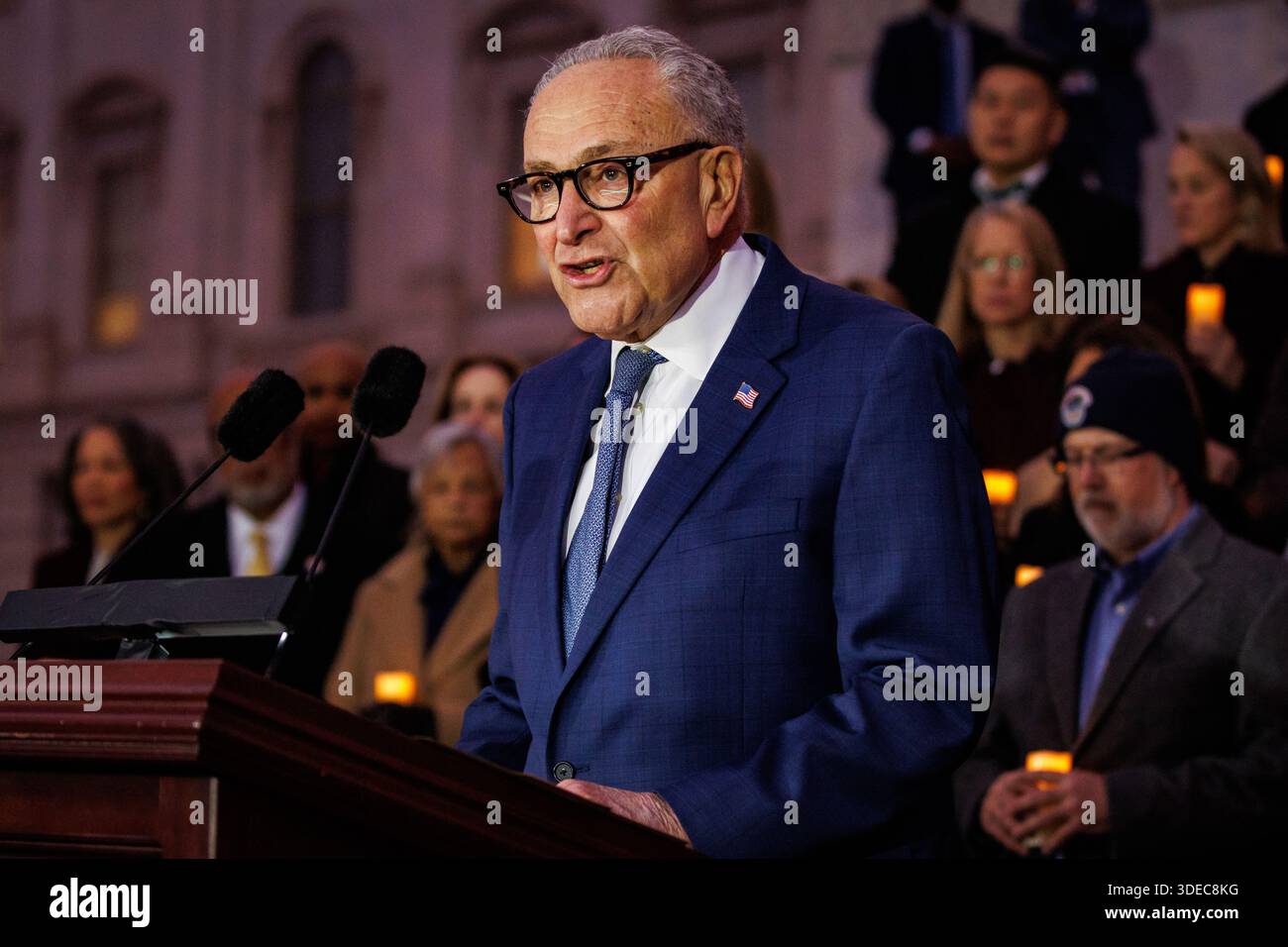 Shumer Congressman Senate Minority Leader Chuck Schumer (D-NY) speaks during a candlelight ...