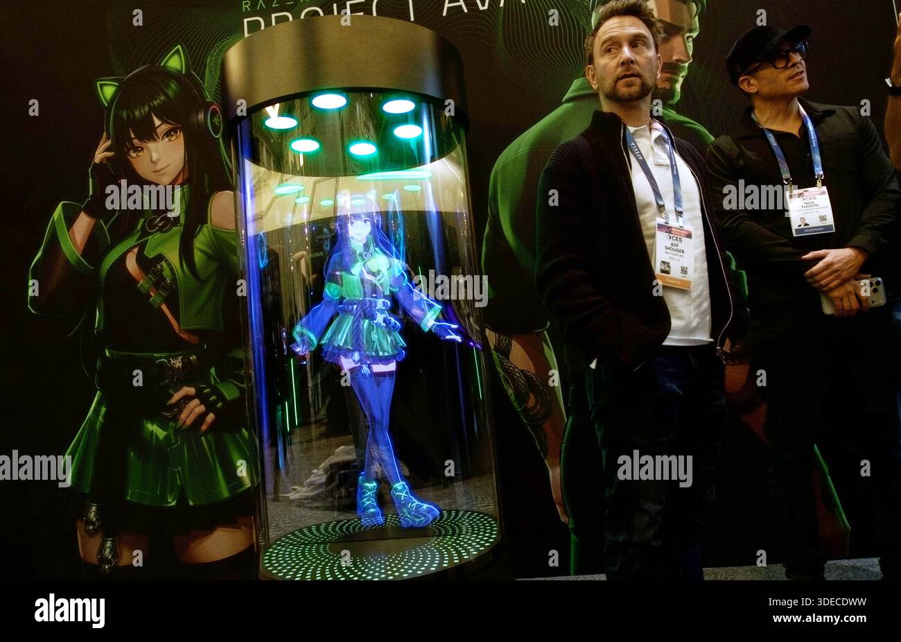 A Razer AI Desk Companion sits on display at the Razer booth during the ...