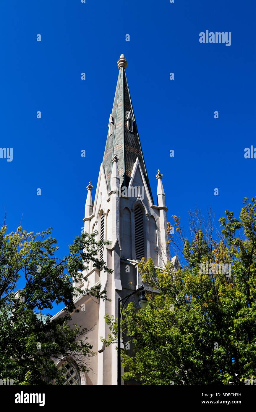 Historic Church Tower Against Blue Sky Stock Photo - Alamy