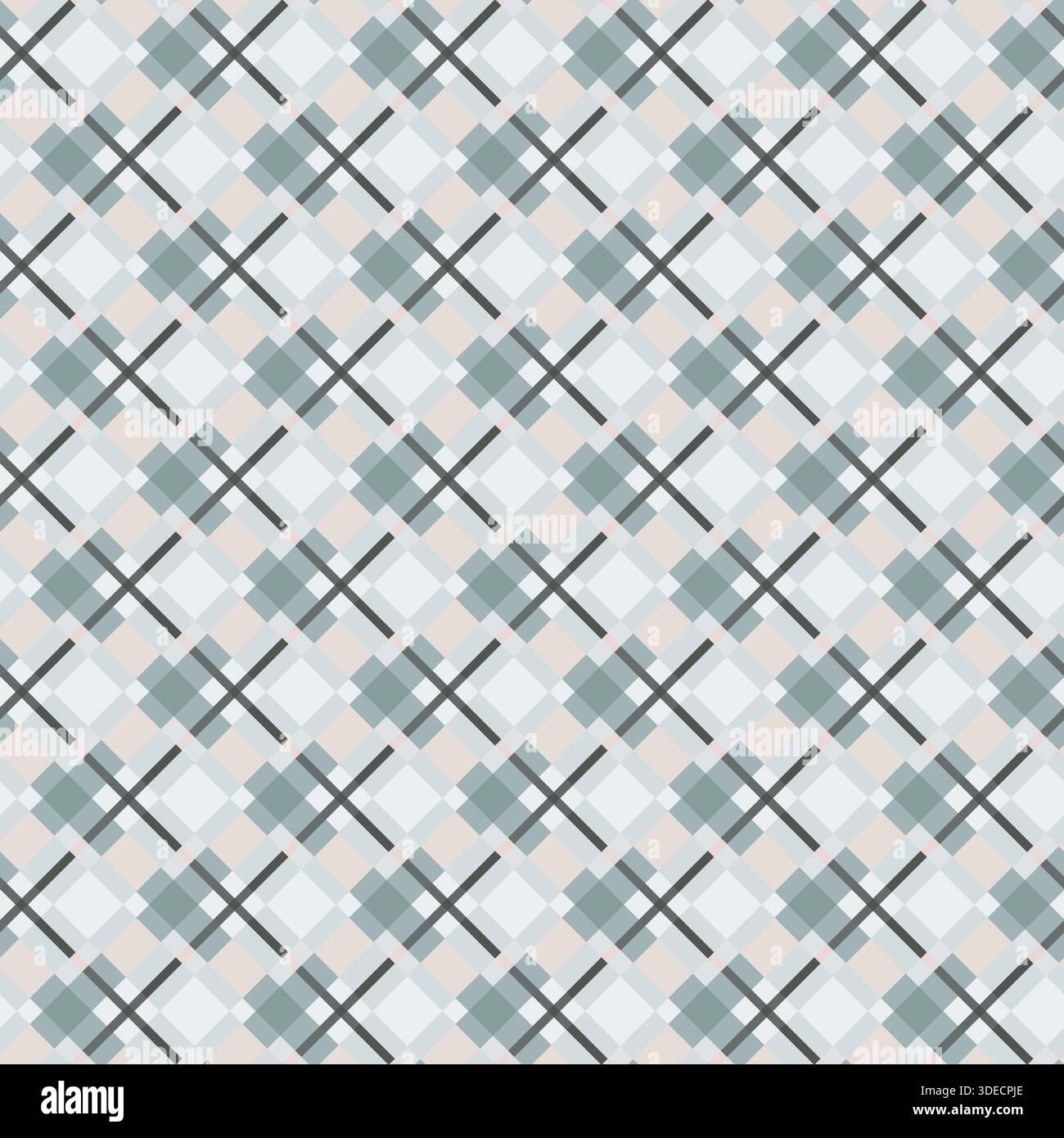 Soft Sage Charcoal Diagonal Plaid Stock Vector