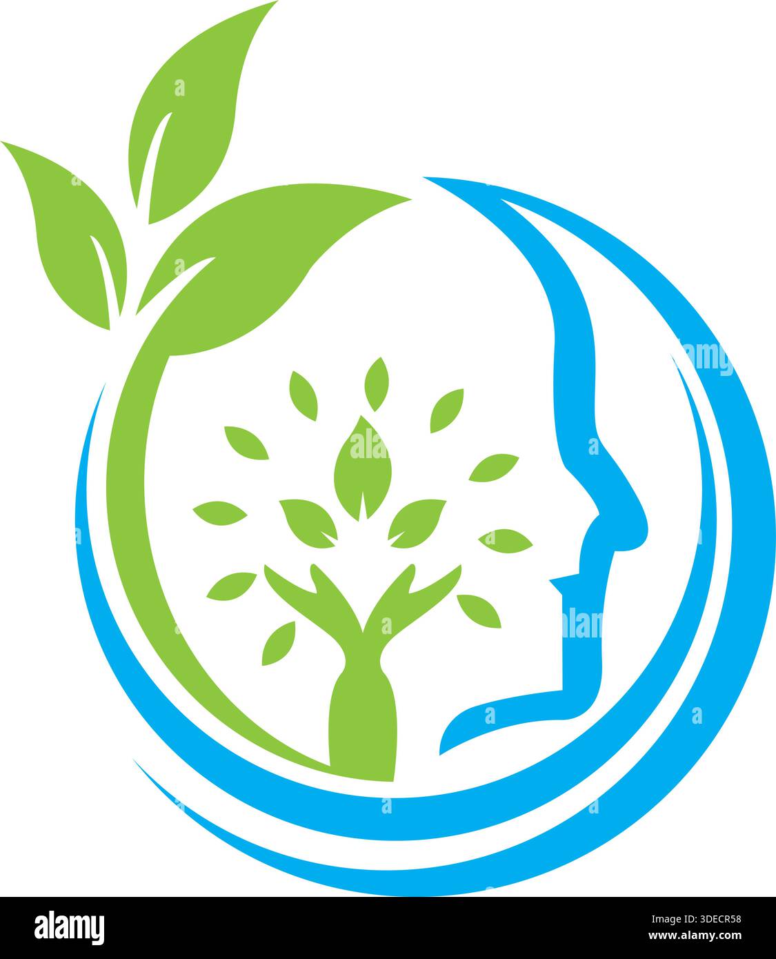 Leaf Head Eco Mind Nature Wellness Logo Vector Template Design Stock Vector