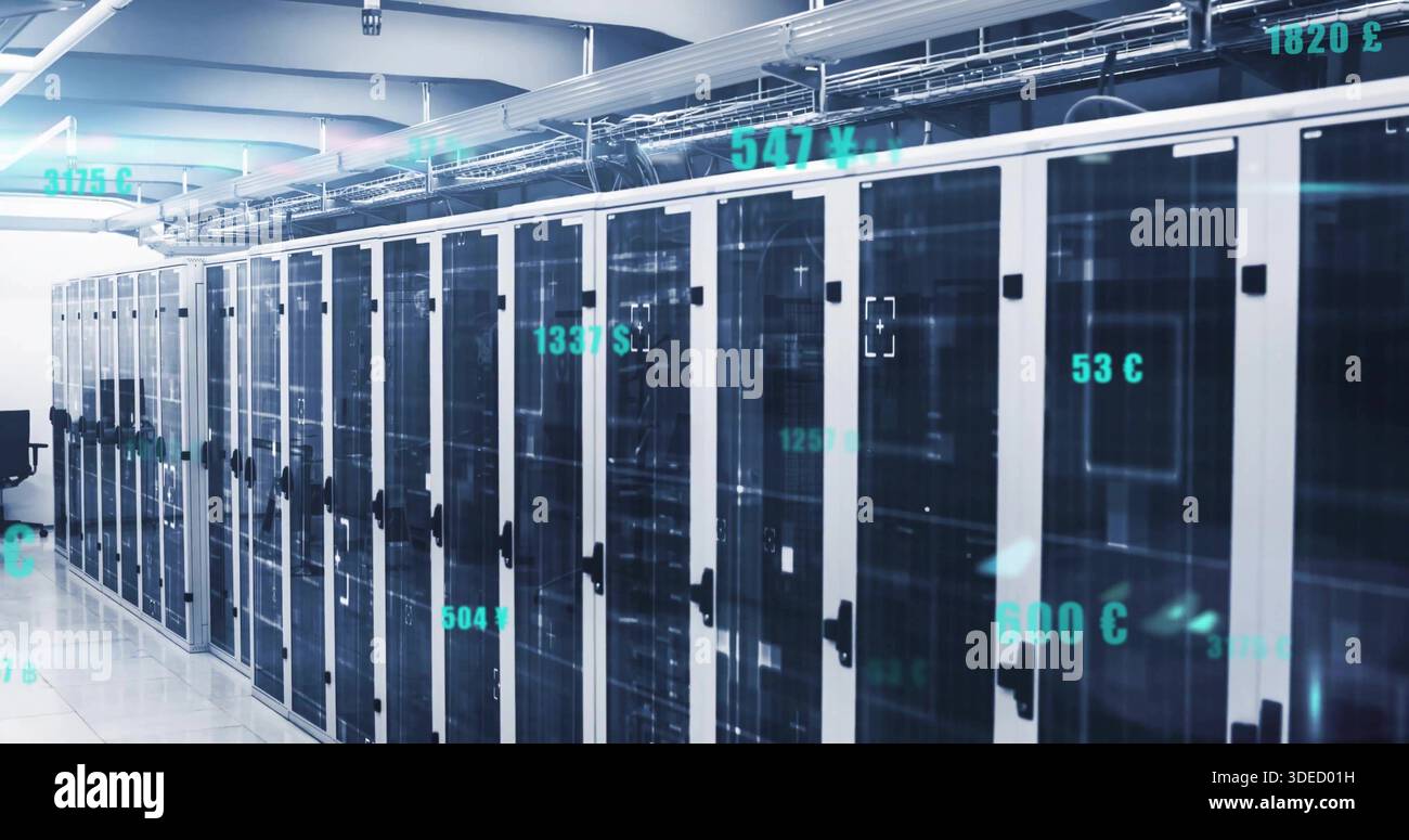 Server Rack Aisel Displaying glass-fronted server racks lining data center aisle, showing ...
