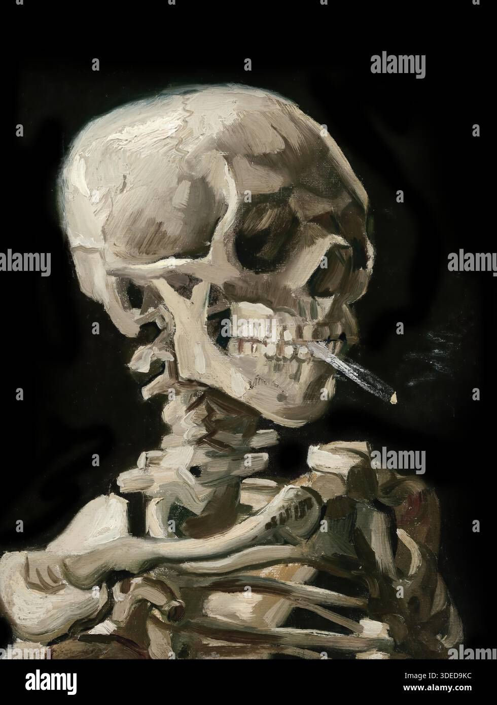 Head of a Skeleton with a Burning Cigarette, 1886, Vincent van Gogh,  Post-Impressionist still life Stock Vector Image & Art