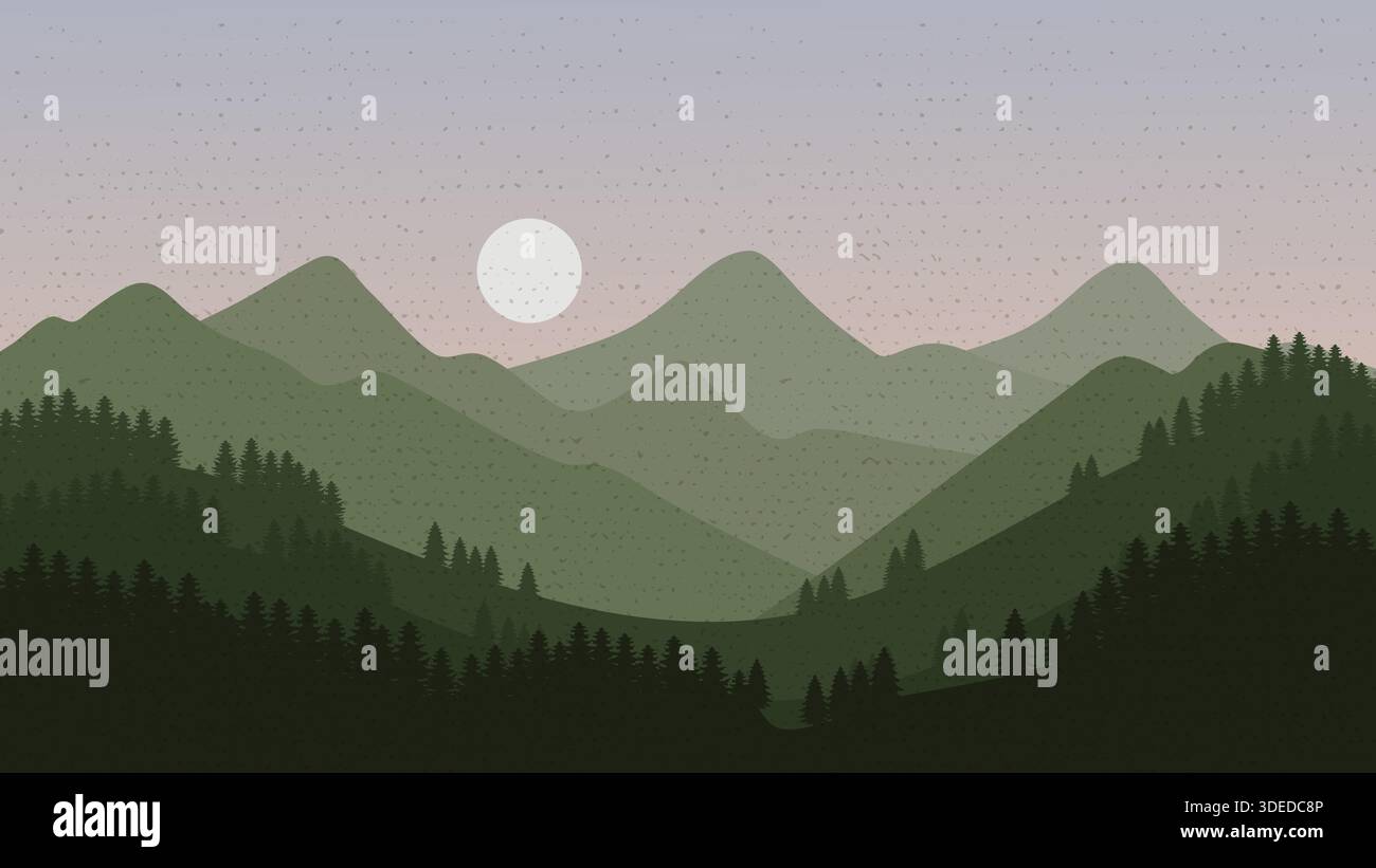 Nature Green Landscape Hills and Trees Illustration Banner Background ...