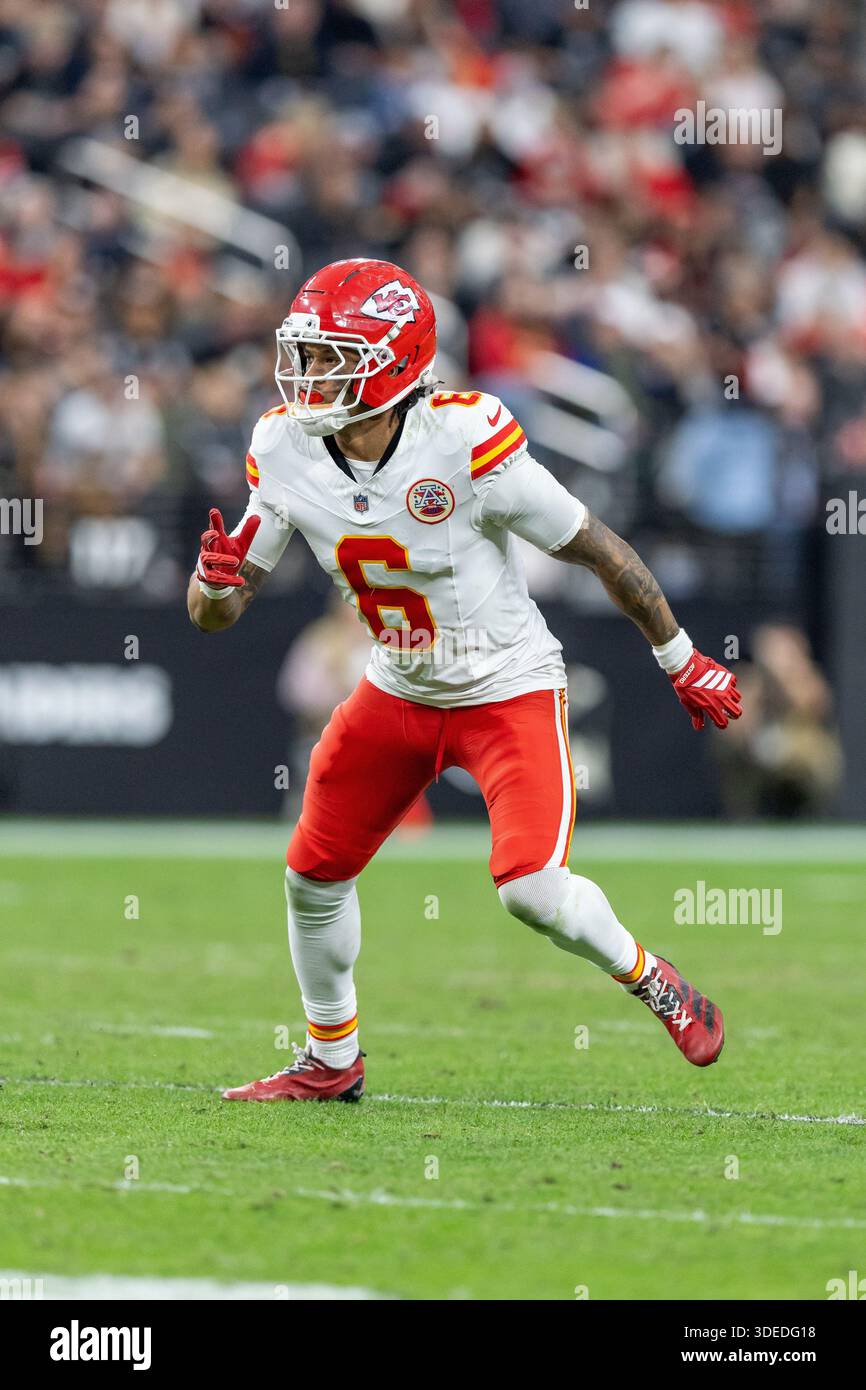 Kc Brian Cook Injury Kansas City Chiefs safety Bryan Cook (6) against the Las Vegas Raiders ...