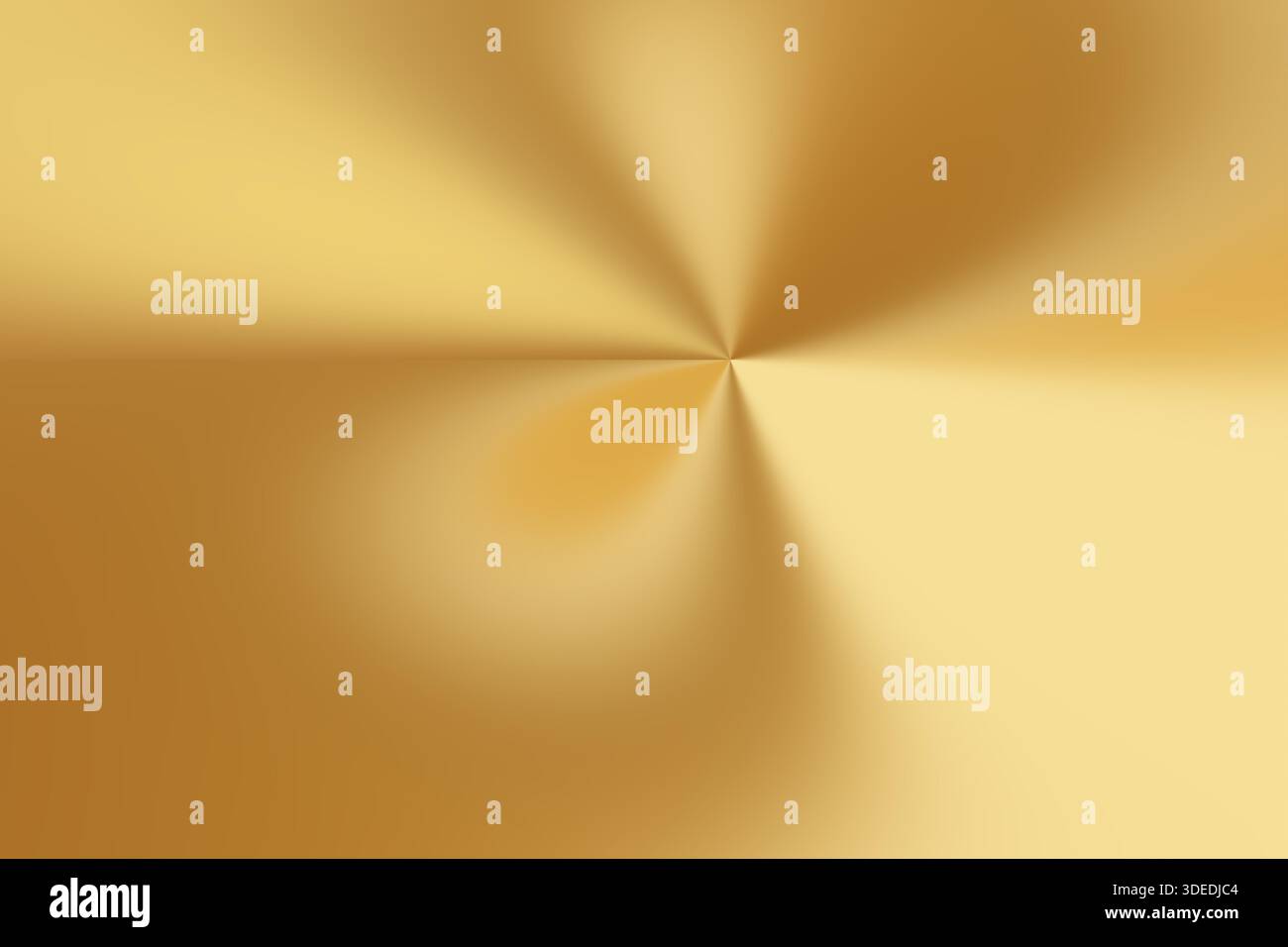 Golden metallic surface showing radial light and shadow creating vibrant abstract background Stock Photo
