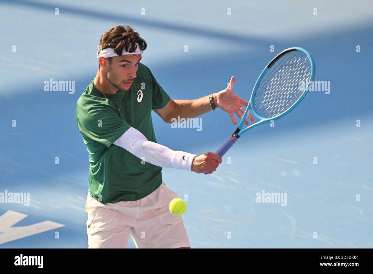 Muetti Lorenzo Musetti, an Italian tennis player, during a match at the Hong ...