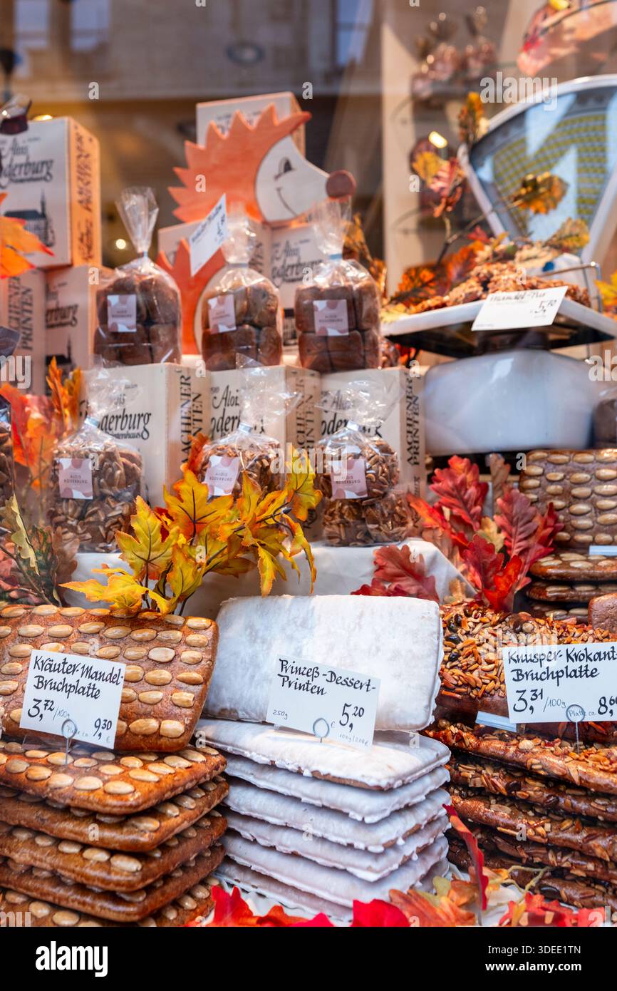 Monschau, Germany, 16.02.2023: traditional German pastries at a local market. Chocolate Stock Photo