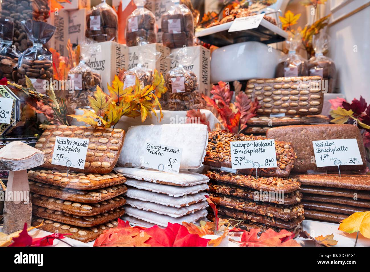 Monschau, Germany, 16.02.2023: traditional German pastries at a local market. Chocolate Stock Photo