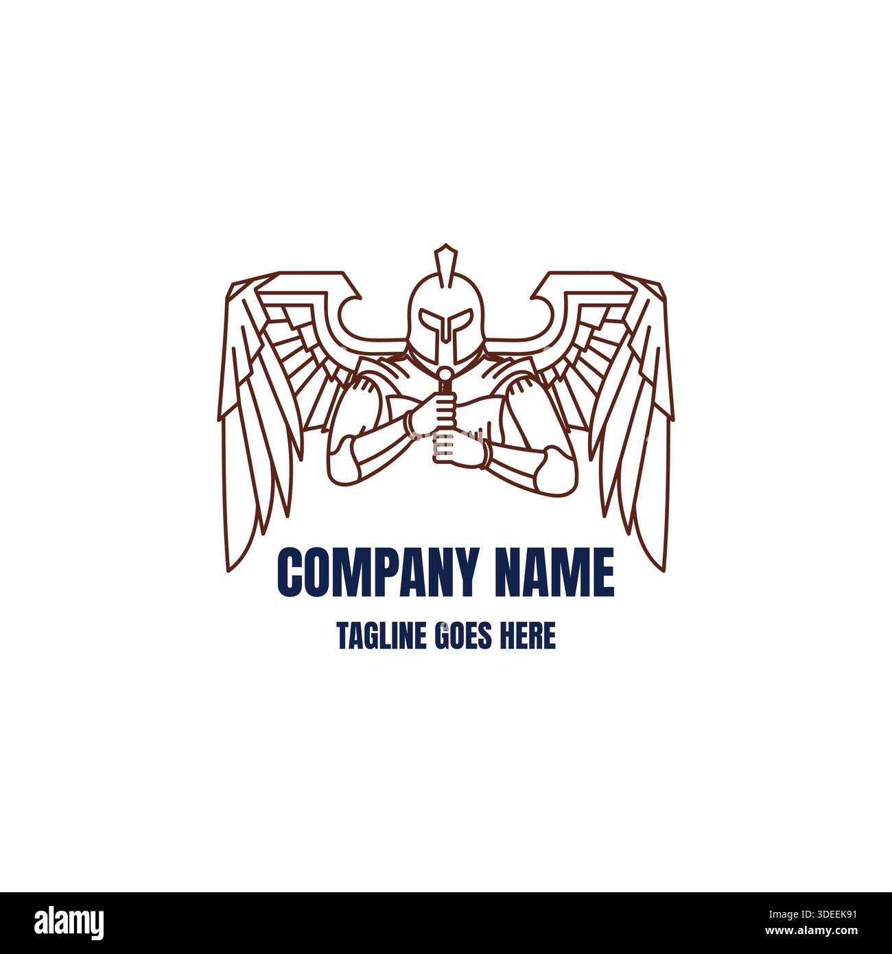 Winged Spartan Warrior Logo Icon Outline Vector Stock Vector