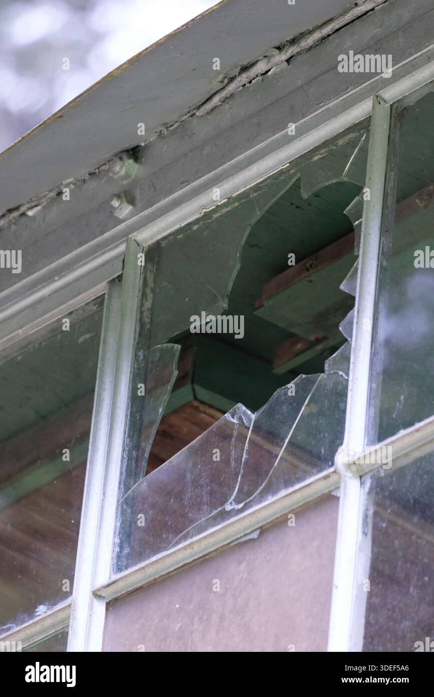 Broken glass window Stock Photo