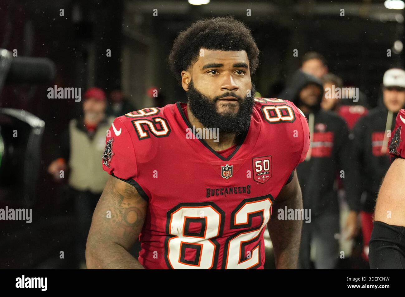Tampa Bay Buccaneers tight end Devin Culp (82) enters the field after ...
