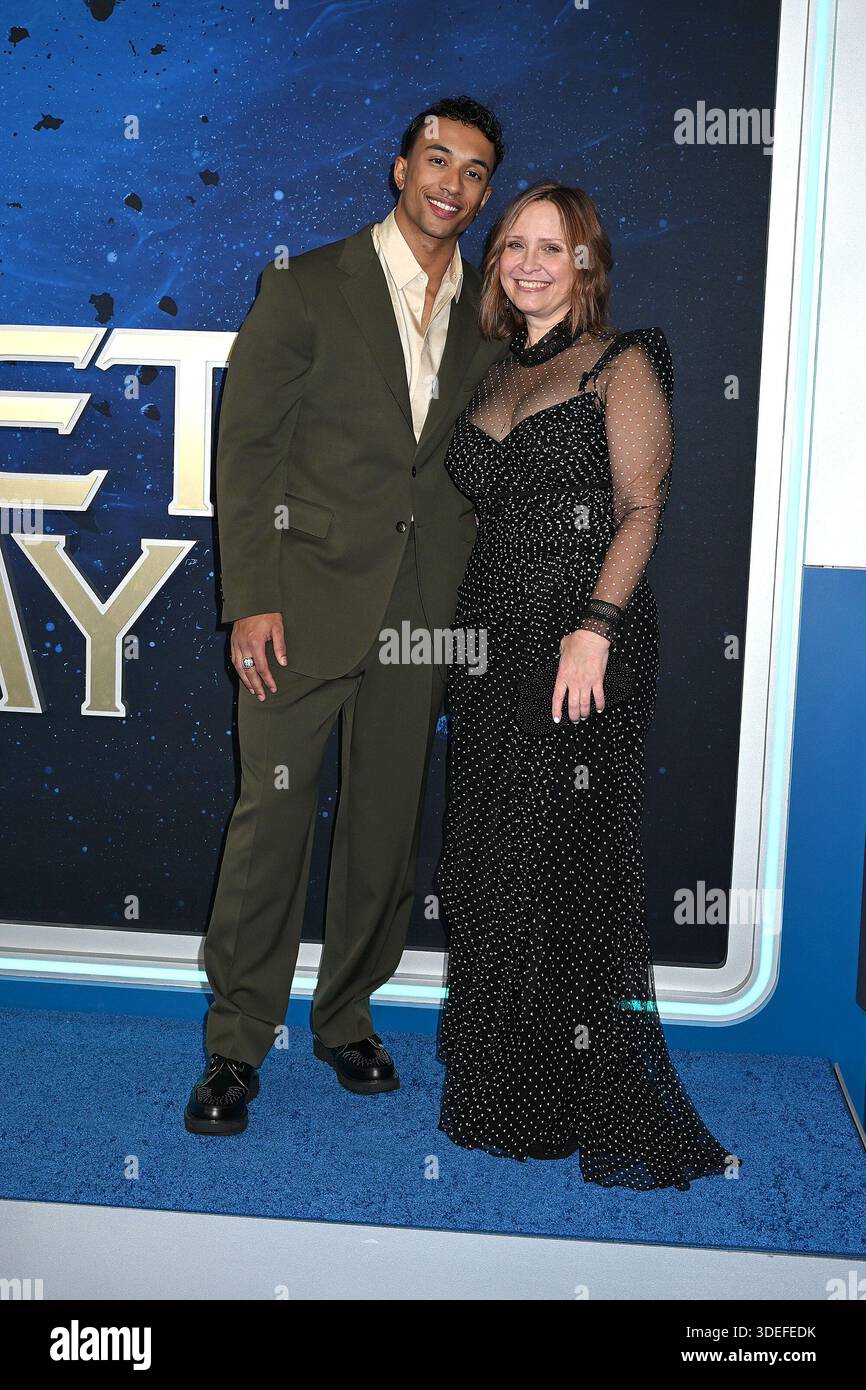 actor in the cast Sandro Rosta and his mother attends the STAR TREK ...