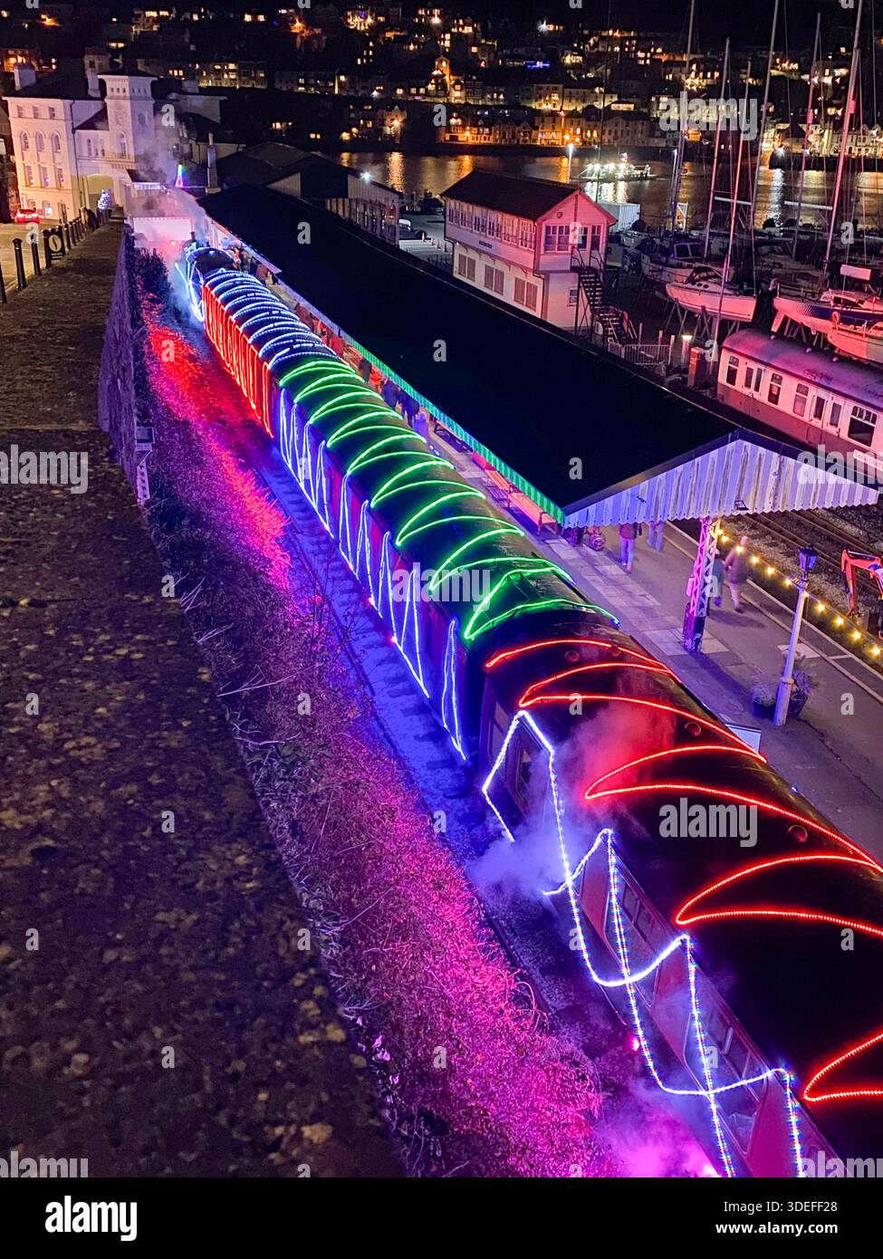 Dartmouth Steam Railway Christmas Train of Lights - Smartphone Captured Stock Image