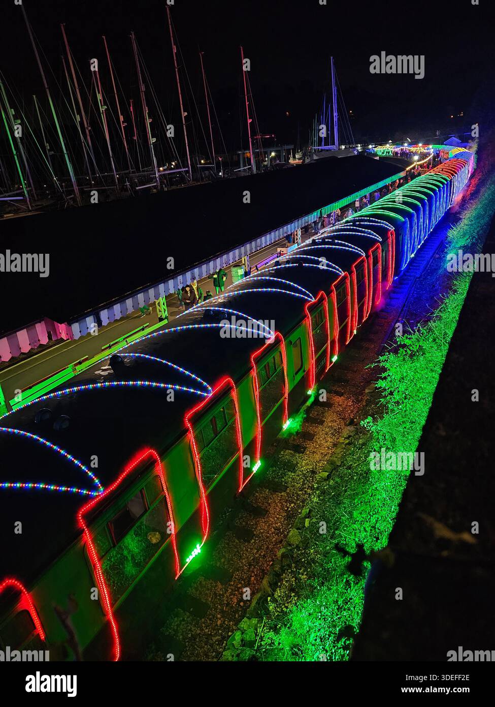 Dartmouth Steam Railway Christmas Train of Lights - Smartphone Captured Stock Image