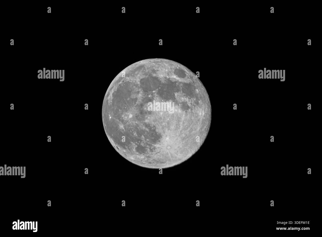 Bright full moon isolated on black night sky with copy space Stock ...