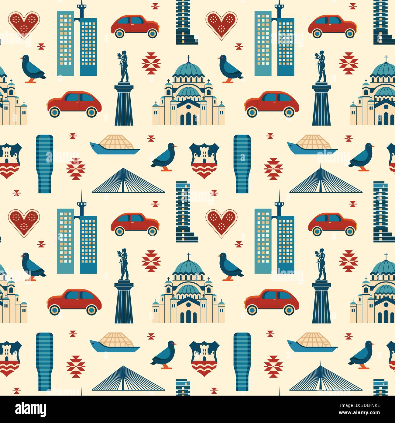 Belgrade Pattern Landmarks and Symbols of Culture Stock Vector Image ...