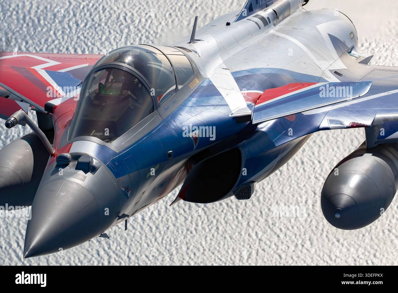 A French Air Force Dassault Rafale C in Solo Display paint is shown in ...