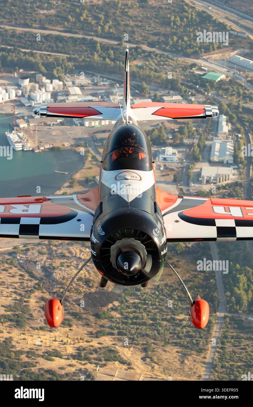 This image shows a Dutch Rush Aerobatics Sukhoi Su-26MX aircraft in air ...