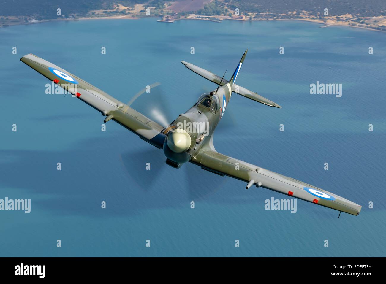 Air-to-air view of Supermarine Spitfire Mk IX MJ755 operating at Athens ...
