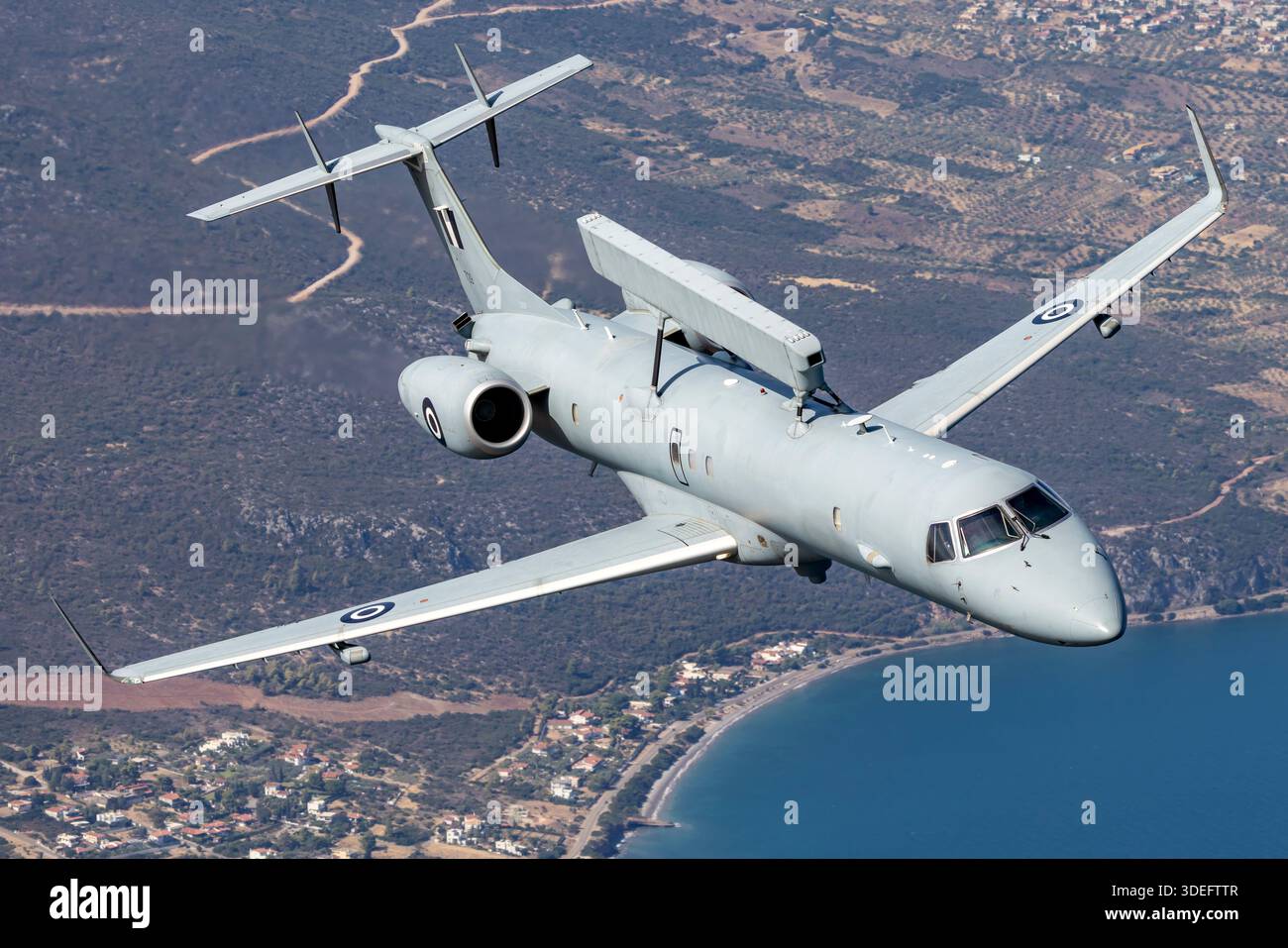 Close-up air-to-air image of a Hellenic Air Force Embraer EMB-145H AEW ...