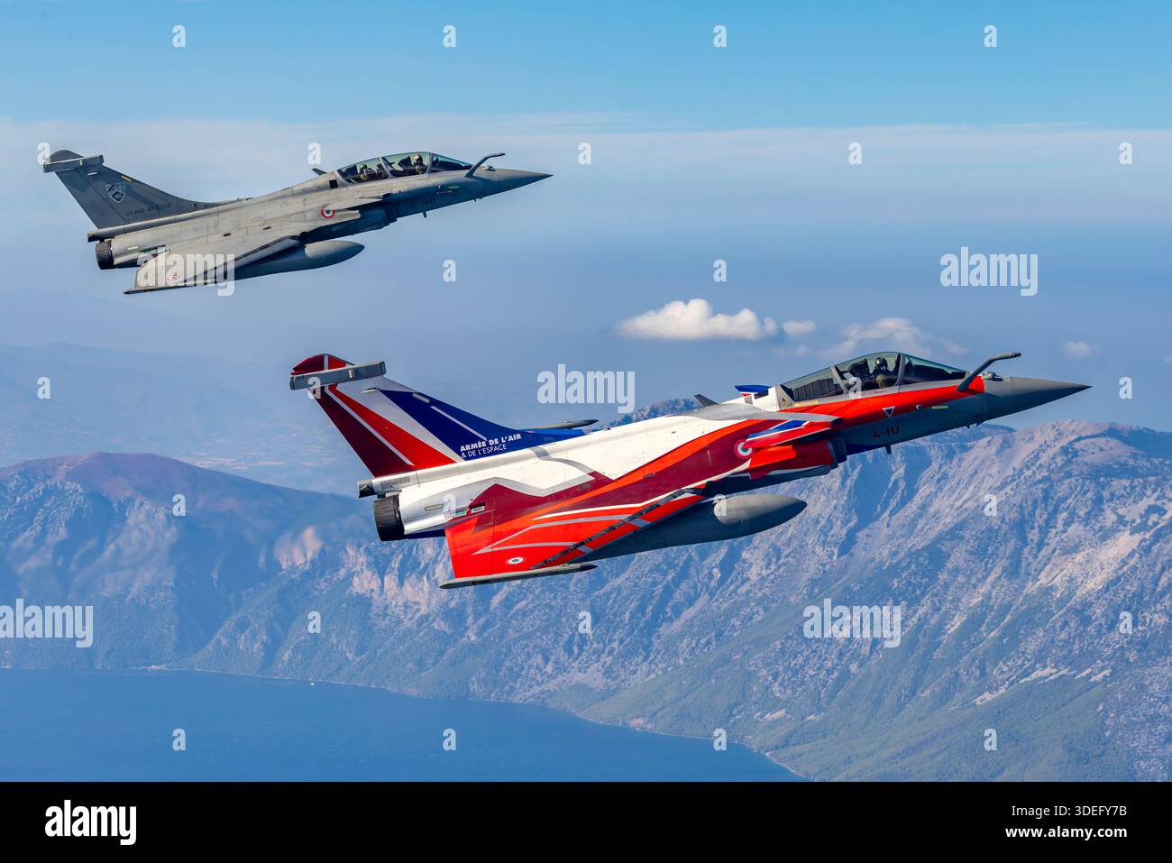 Rafale Configuration Two French Air Force Dassault Rafale fighter aircraft fly in close ...