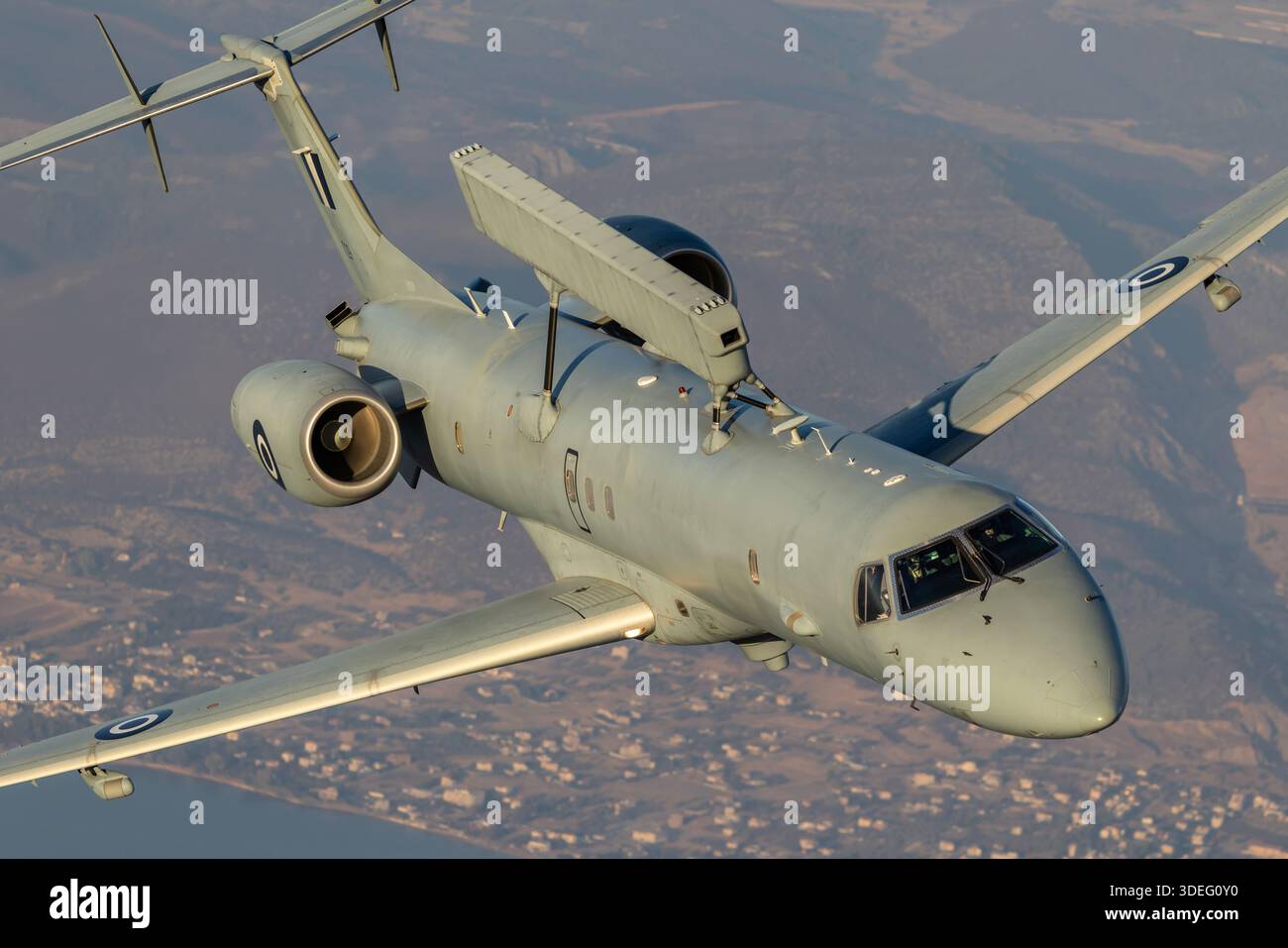 The image shows a Hellenic Air Force Embraer EMB-145H Airborne Early ...