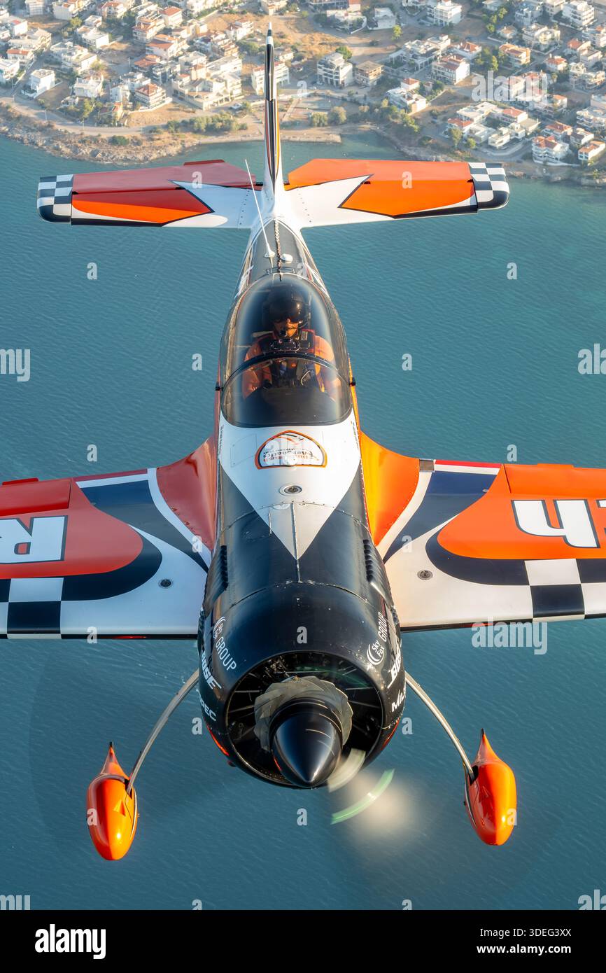 Air-to-air close-up of the Dutch Rush Aerobatics Sukhoi Su-26MX ...