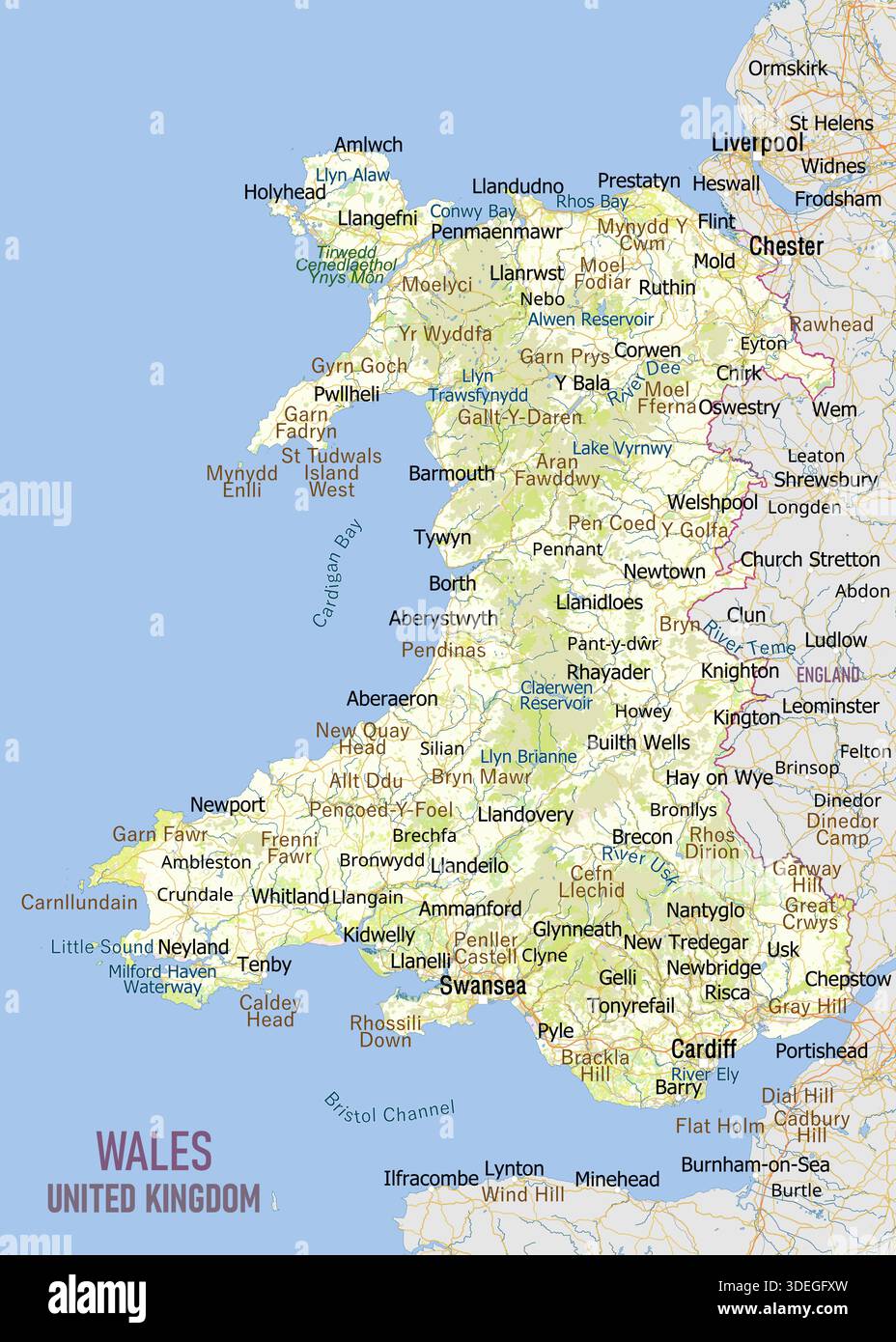 Outline of the uk map with cities hi-res stock photography and images