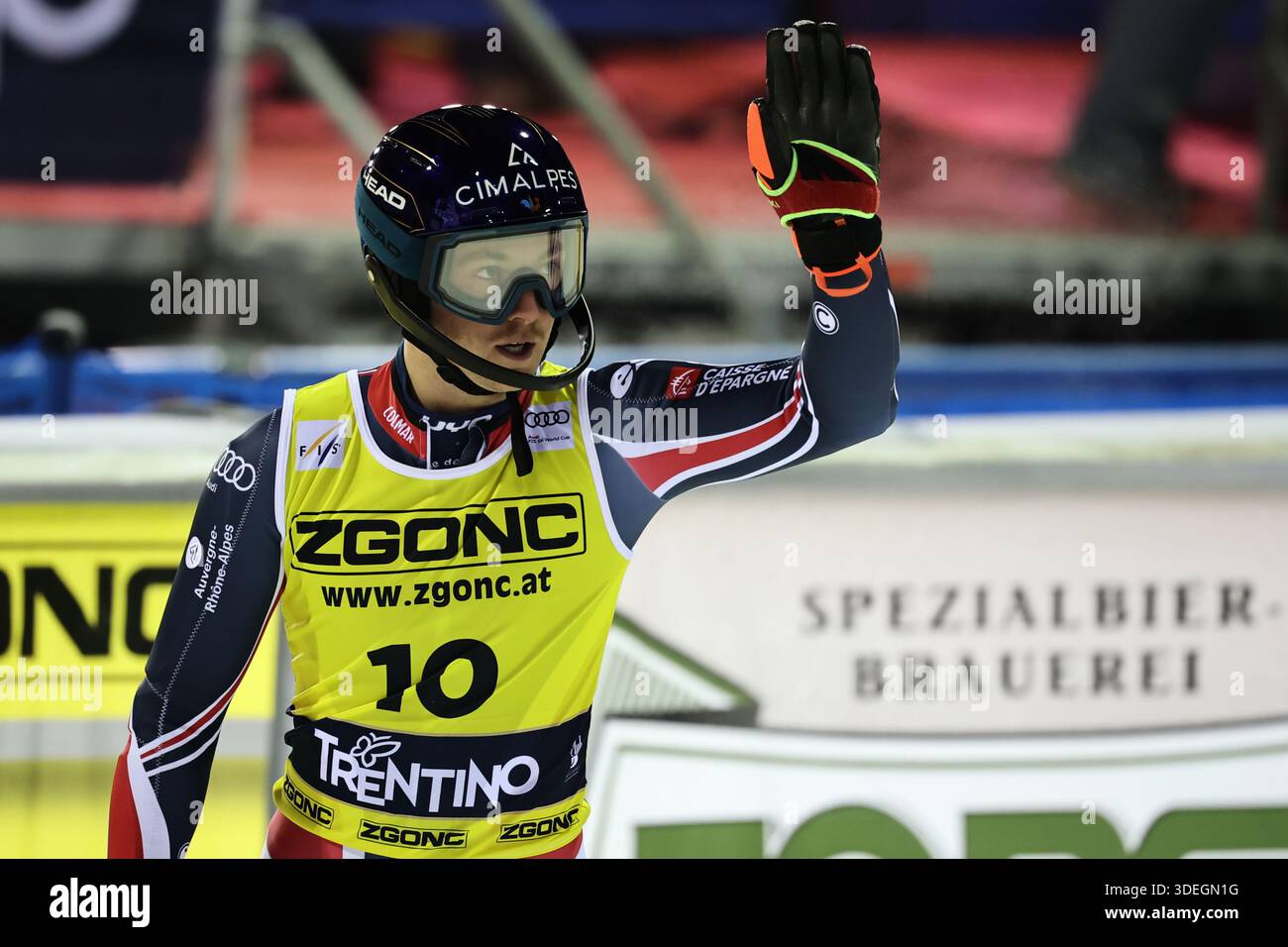 Rassat Ina France's Paco Rassat reacts at the finish line during an alpine ski ...