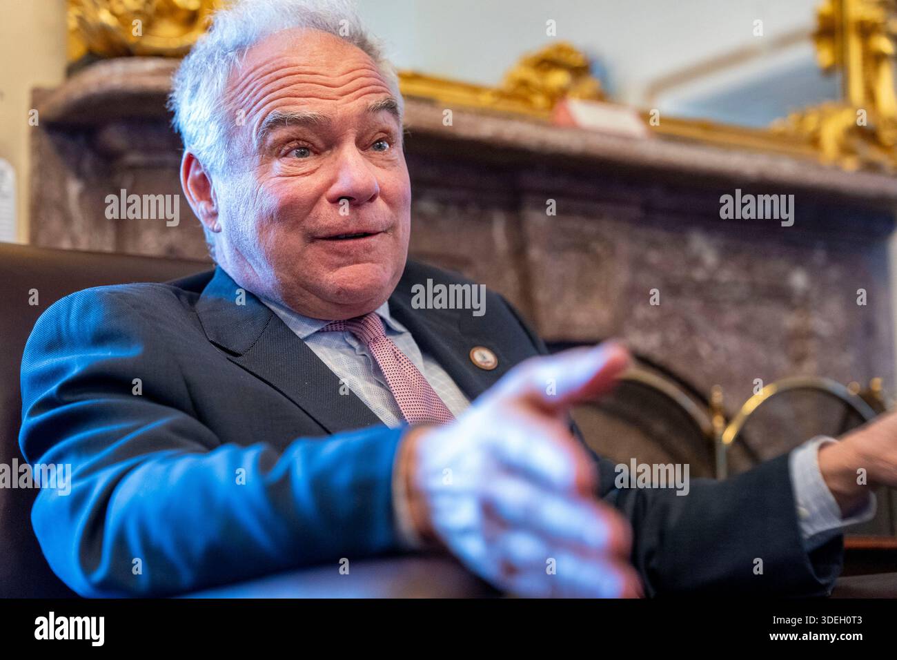 Sen. Tim Kaine, D-VA, speaks to reporters alongside Sen. Rand Paul, R ...