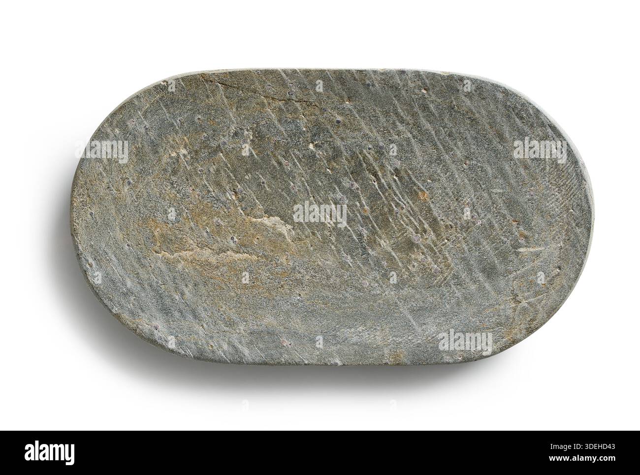 new empty natural stone try isolated on white background, top view Stock Photo