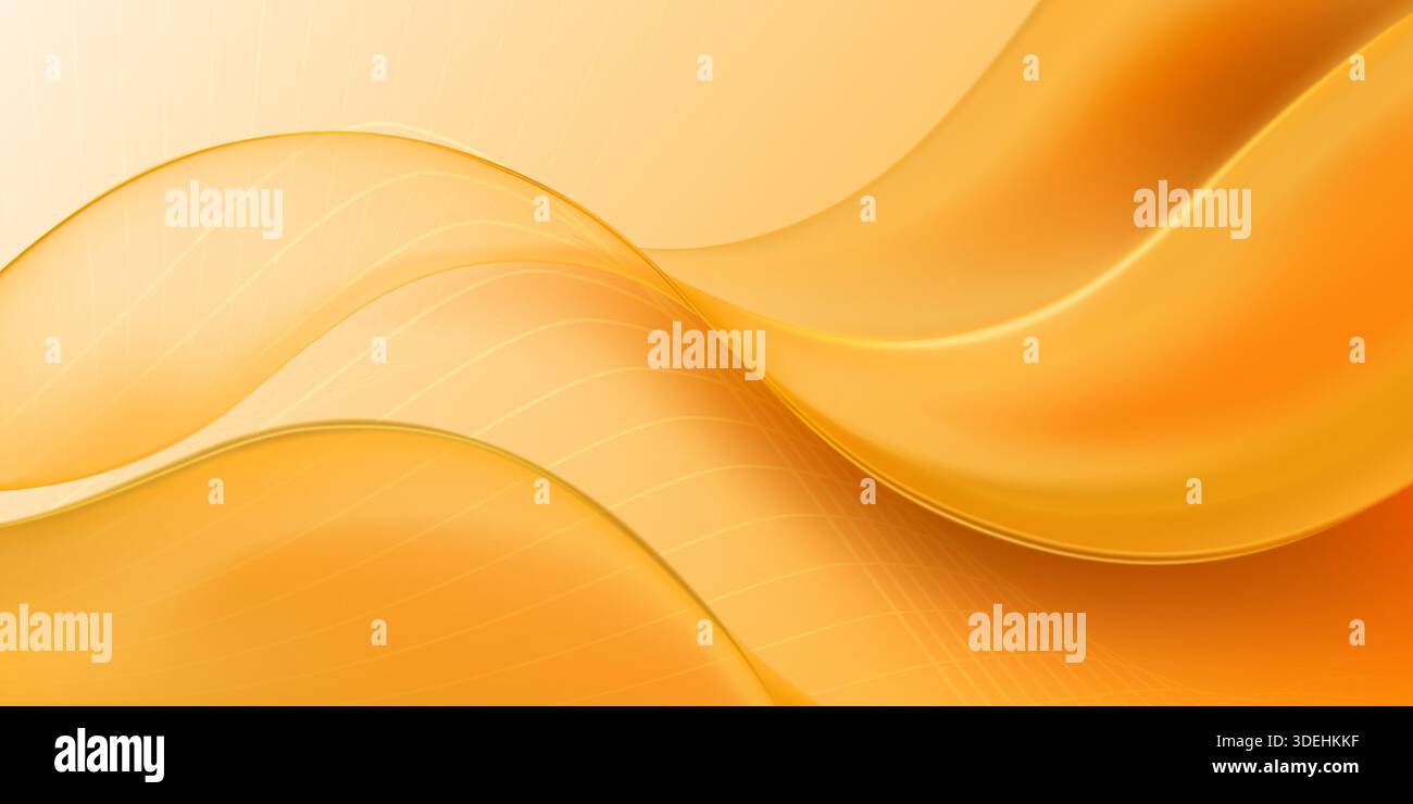 Smooth, flowing orange curves with gradient effect and soft, shiny texture, creating a dynamic abstract background. Stock Vector