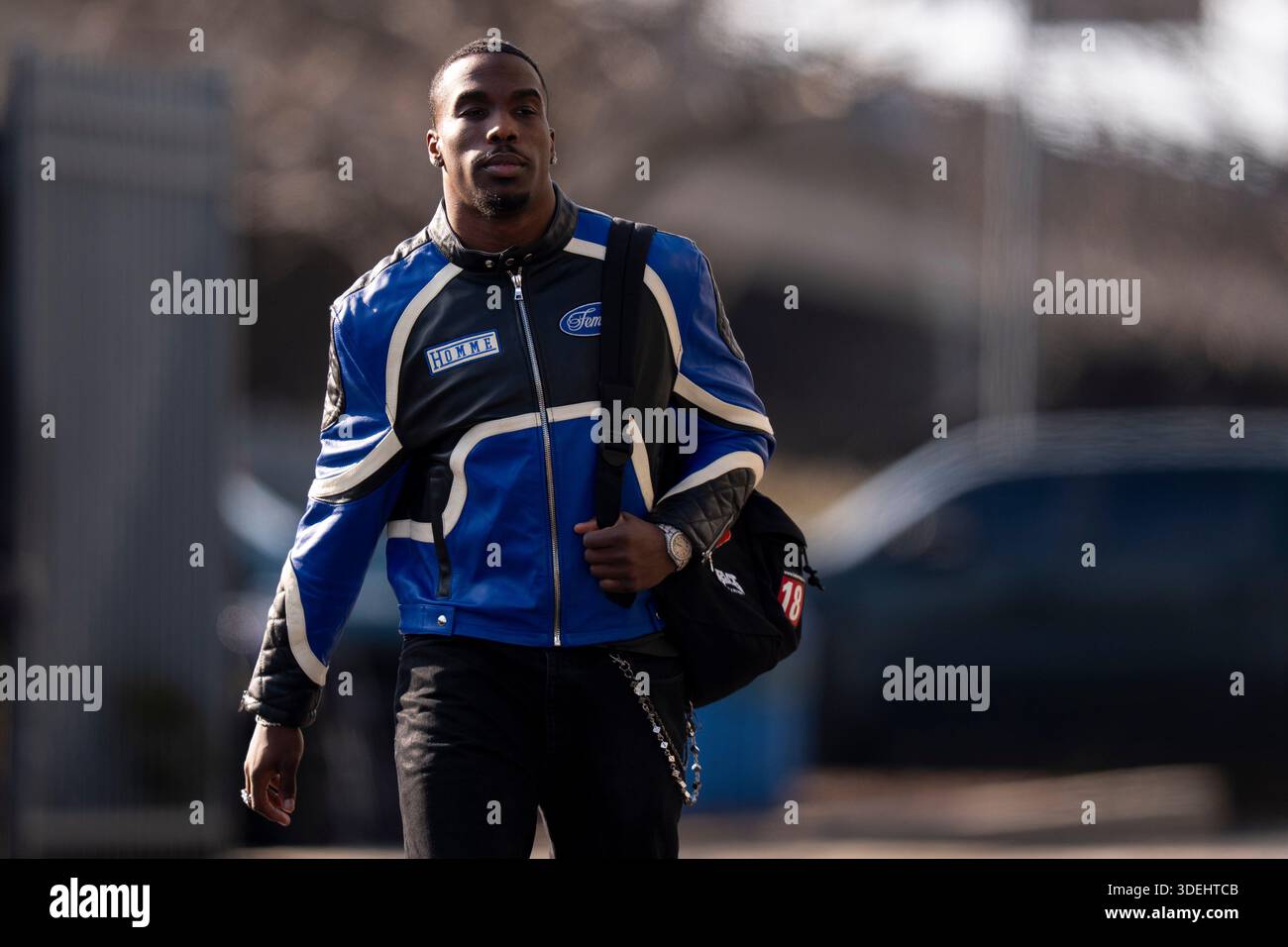 Philadelphia Eagles corner back Kelee Ringo arrive at the stadium prior ...