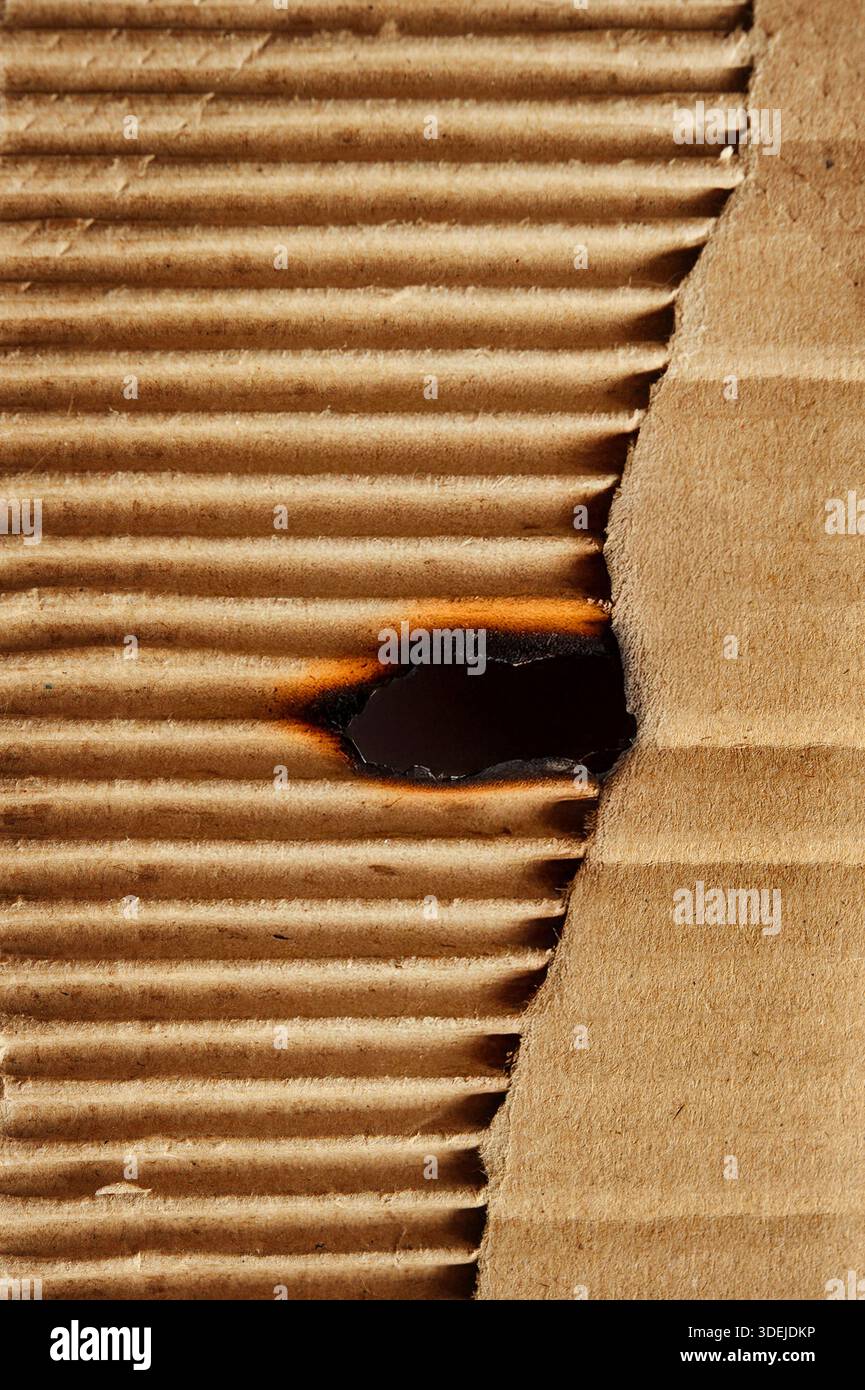 burnt paper cardboard Stock Photo