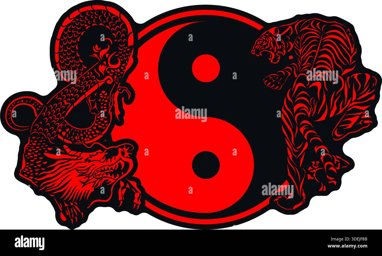 Dragon and tiger yin yang symbol Stock Vector Images - Alamy