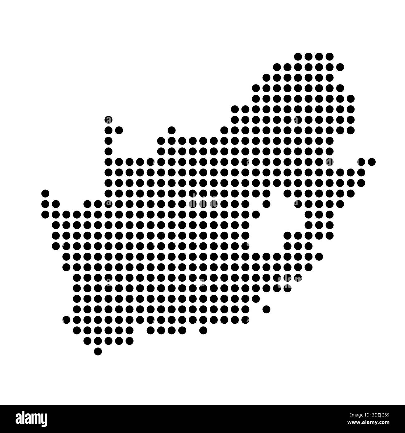 South Africa country dotted map. Black spot pixel illustration isolated ...