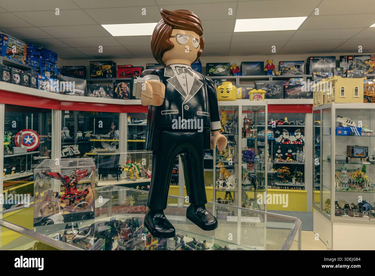Giant Toy Figure Tuxedo Inside Collectible Store Stock Photo