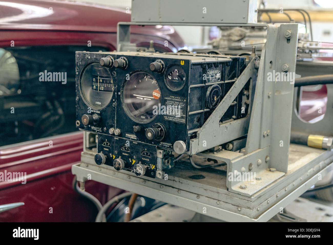 Caged Sensitivity Speed Vintage Aircraft Control Panel Stock Photo - Alamy