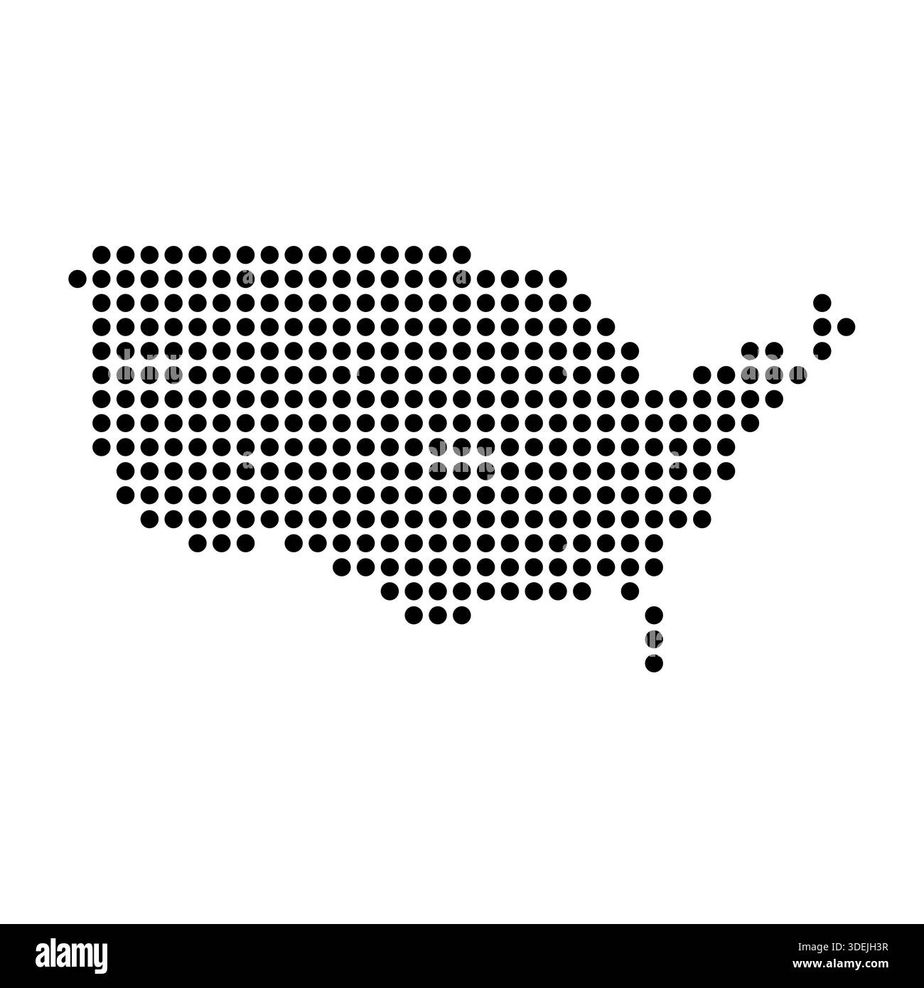 United States of America country dotted map. Black spot pixel ...