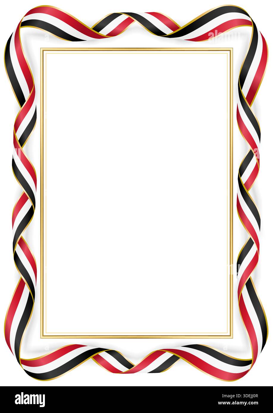 Frame with Syrian flag colors ribbons and gold border. Decorative ...