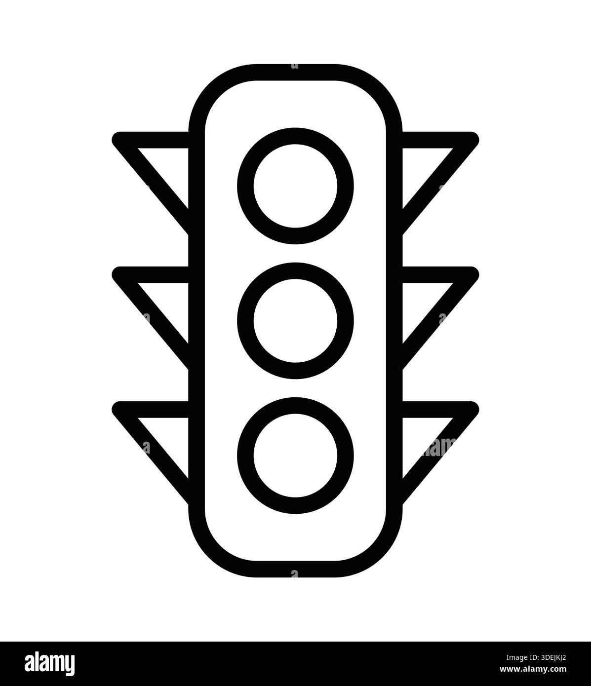 This image features a simple outline of a traffic light with three ...