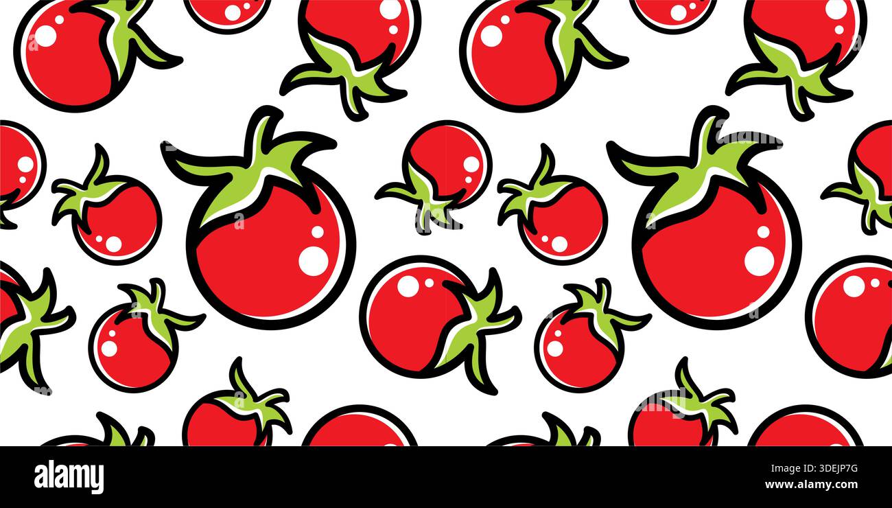 Tomato Seamless Pattern on White Background Vector Stock Vector