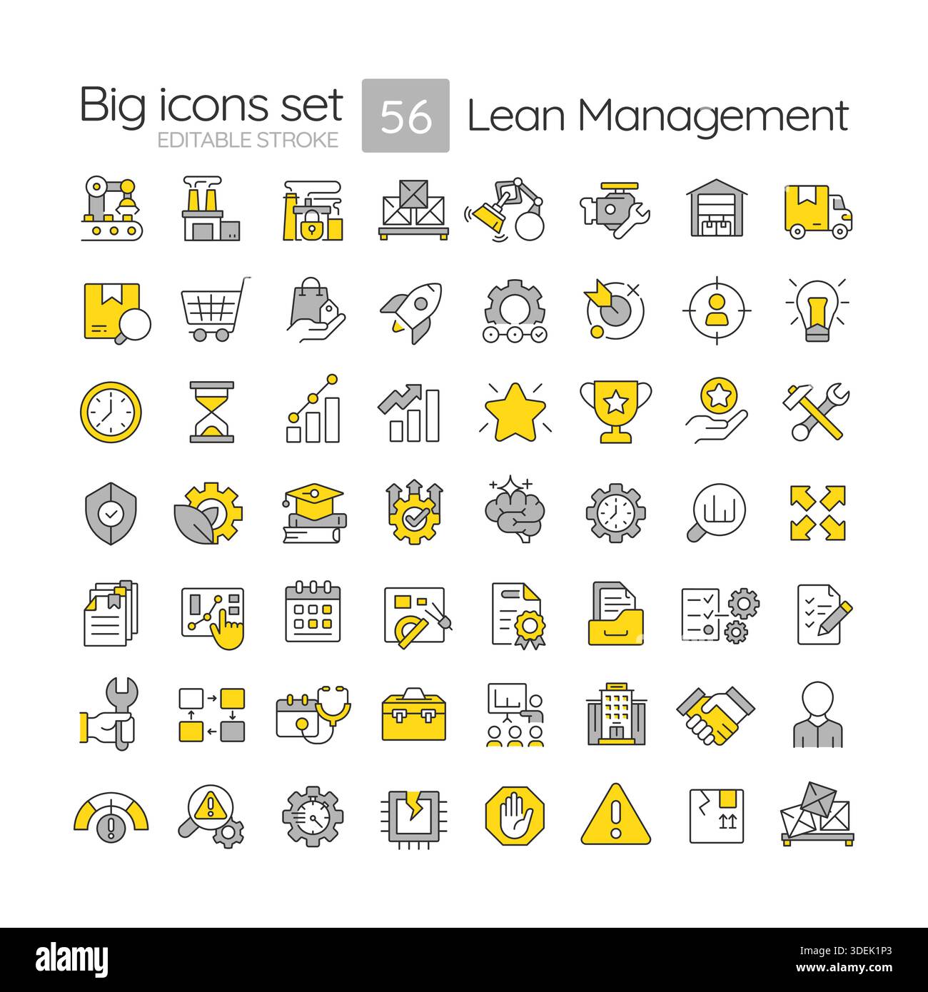 Lean management line color icons set Stock Vector