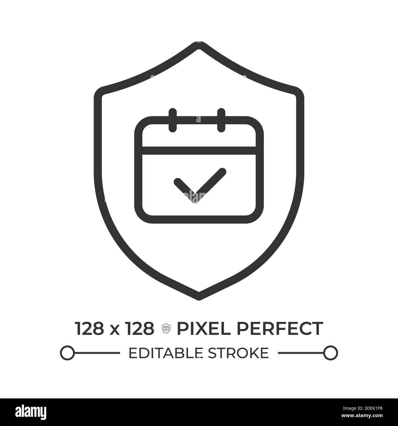 Secure scheduling pixel perfect line icon Stock Vector