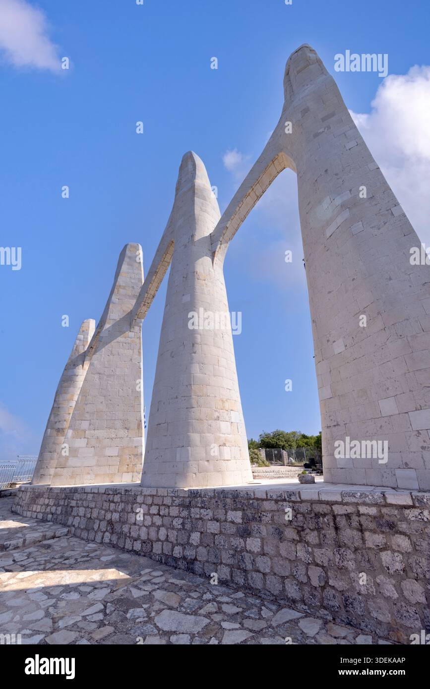 The Monument of Zalongo on Mount Zalongo in Epirus, Greece. Iconic historical monument representing and symbolizing sacrifice, freedom and heroism Stock Photo