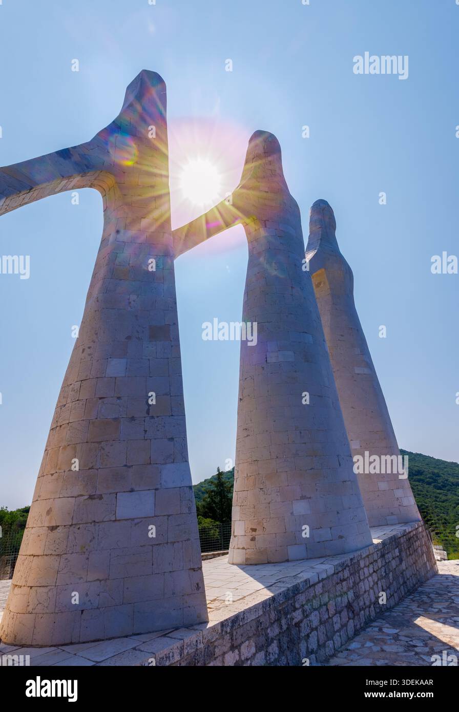 The Monument of Zalongo on Mount Zalongo in Epirus, Greece. Iconic historical monument representing and symbolizing sacrifice, freedom and heroism Stock Photo