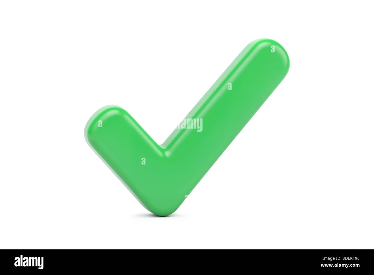3d rendering of a glossy green check mark icon representing success ...