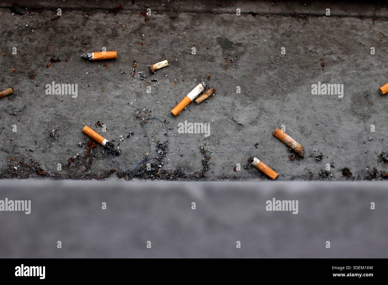 Cigarette butts on ground hi-res stock photography and images